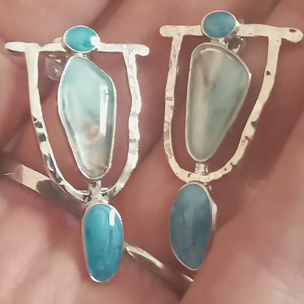 Unique turquoise and silver earrings